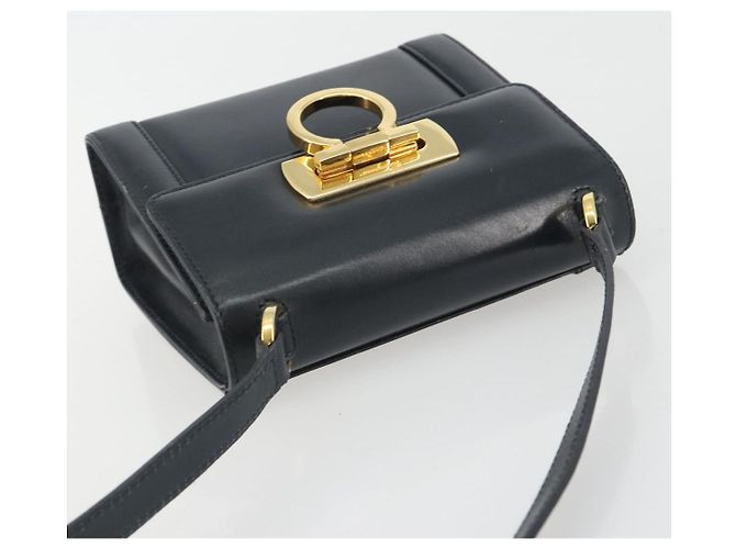 Borsa a tracolla Salvatore Ferragamo Gancini in pelle blu navy e oro Auth 192665 D'oro - vista 6