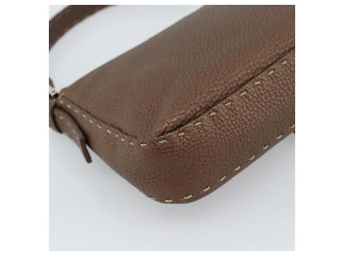 Borsa a tracolla FENDI Celeria Mamma Baguette in pelle marrone argento Auth yk20699SAM - vista 13