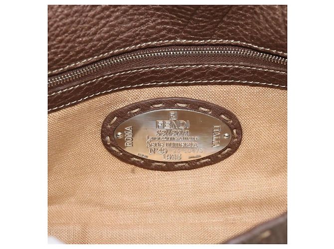 Borsa a tracolla FENDI Celeria Mamma Baguette in pelle marrone argento Auth yk20699SAM - vista 15