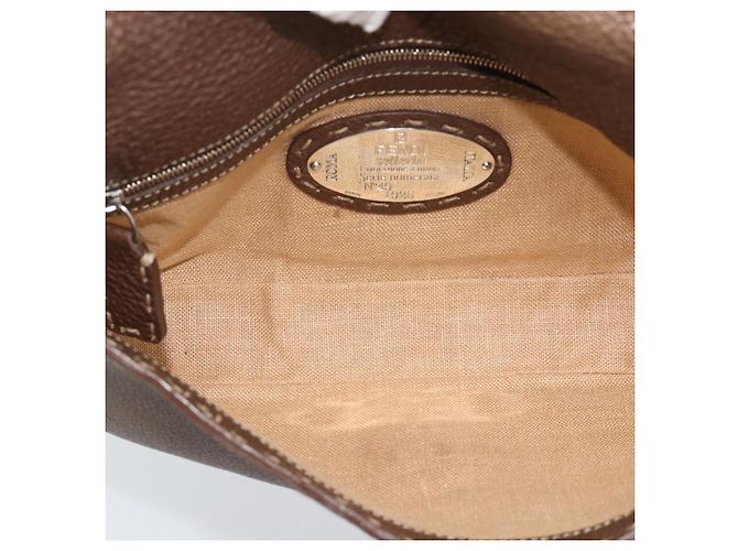 Borsa a tracolla FENDI Celeria Mamma Baguette in pelle marrone argento Auth yk20699SAM - vista 16
