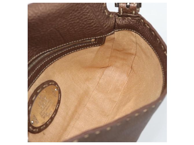 Borsa a tracolla FENDI Celeria Mamma Baguette in pelle marrone argento Auth yk20699SAM - vista 17