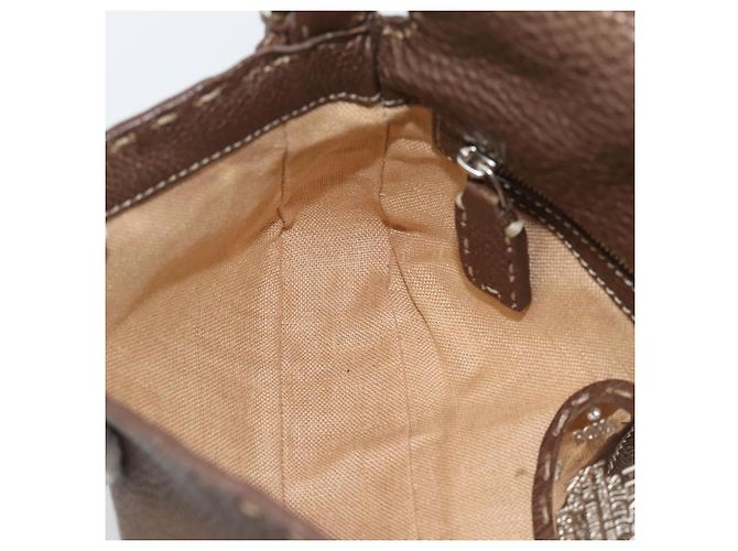 Borsa a tracolla FENDI Celeria Mamma Baguette in pelle marrone argento Auth yk20699SAM - vista 18