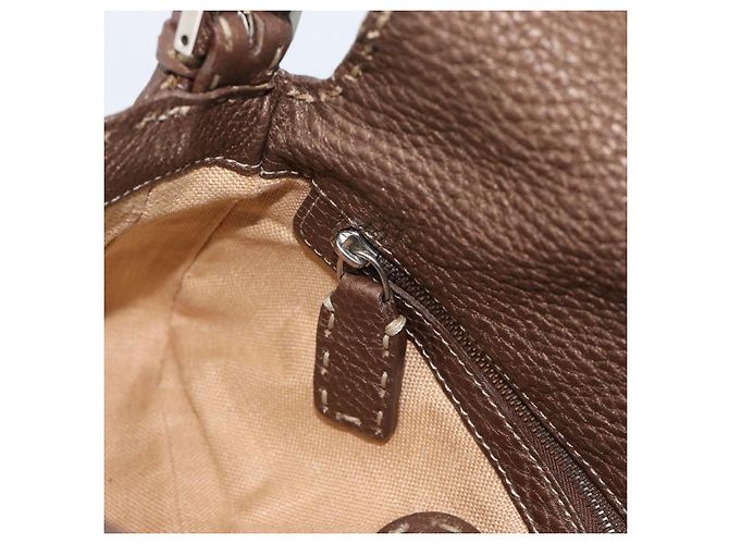 Borsa a tracolla FENDI Celeria Mamma Baguette in pelle marrone argento Auth yk20699SAM - vista 19