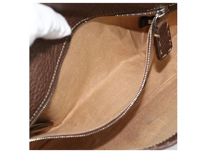 Borsa a tracolla FENDI Celeria Mamma Baguette in pelle marrone argento Auth yk20699SAM - vista 20