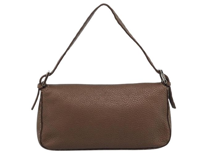 Borsa a tracolla FENDI Celeria Mamma Baguette in pelle marrone argento Auth yk20699SAM - vista 3