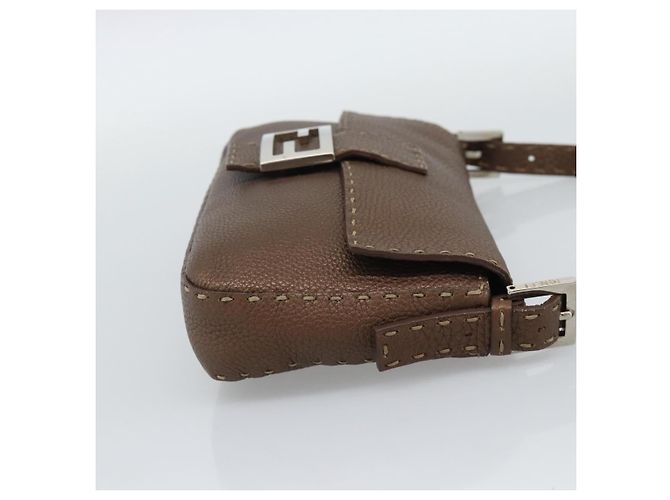 Borsa a tracolla FENDI Celeria Mamma Baguette in pelle marrone argento Auth yk20699SAM - vista 5