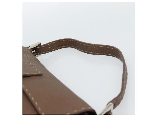 Borsa a tracolla FENDI Celeria Mamma Baguette in pelle marrone argento Auth yk20699SAM - vista 8