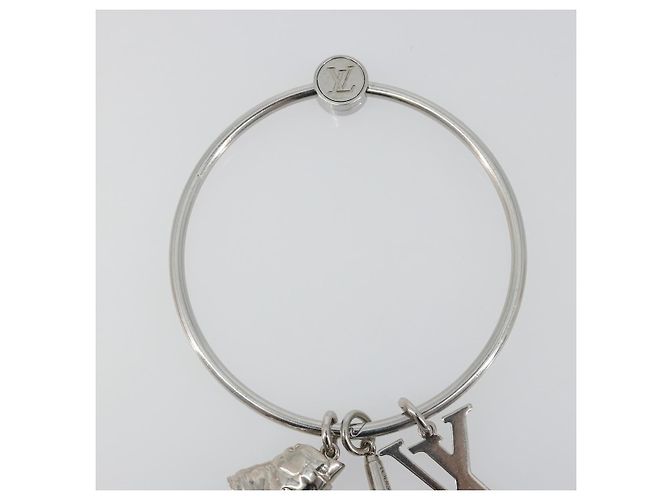 LOUIS VUITTON Portachiavi Round Charm Metal Silver M68854 LV Auth ar14134M Argento - vista 10