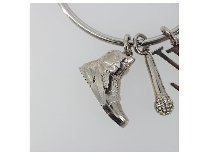 LOUIS VUITTON Portachiavi Round Charm Metal Silver M68854 LV Auth ar14134M Argento - vista 13