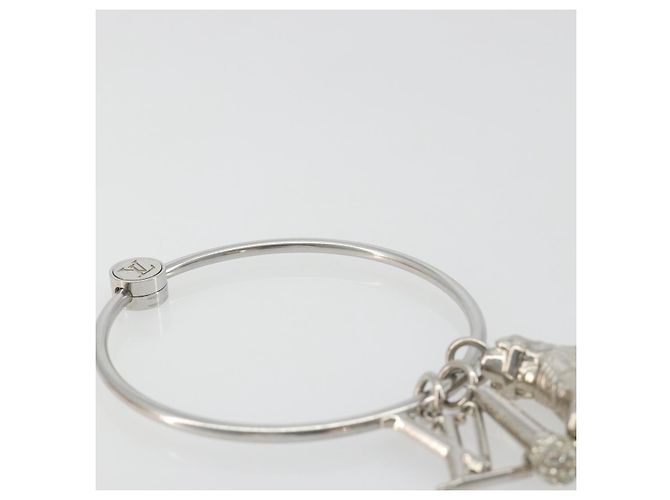 LOUIS VUITTON Portachiavi Round Charm Metal Silver M68854 LV Auth ar14134M Argento - vista 16