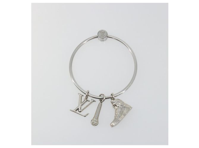 LOUIS VUITTON Portachiavi Round Charm Metal Silver M68854 LV Auth ar14134M Argento - vista 2