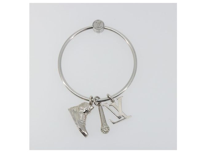 LOUIS VUITTON Portachiavi Round Charm Metal Silver M68854 LV Auth ar14134M Argento - vista 8