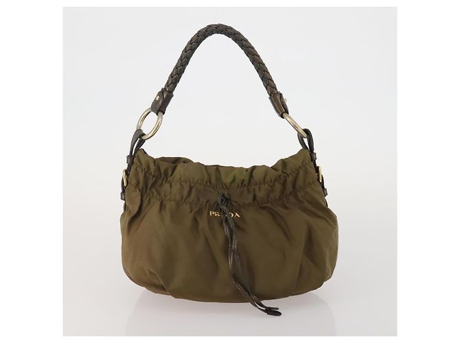 Borsa Boston PRADA Borsa a Mano Nylon 3 Set Khaki Blue Auth 191805 Cachi - vista 16