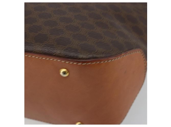 Céline Borsa CELINE Macadam Canvas PVC Pelle Marrone Oro Autentica 191819A D'oro - vista 10