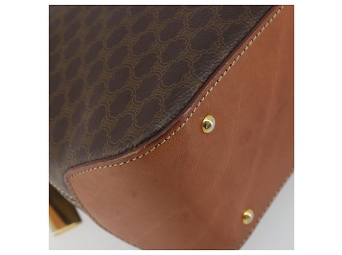 Céline Borsa CELINE Macadam Canvas PVC Pelle Marrone Oro Autentica 191819A D'oro - vista 11