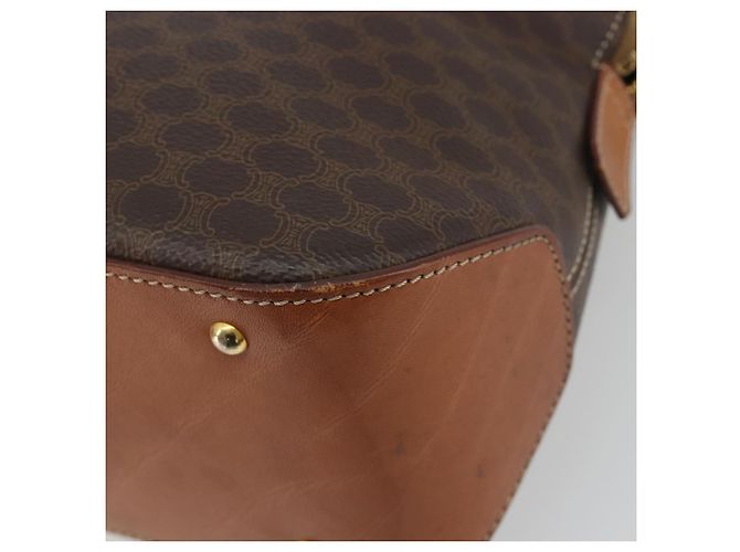 Céline Borsa CELINE Macadam Canvas PVC Pelle Marrone Oro Autentica 191819A D'oro - vista 12