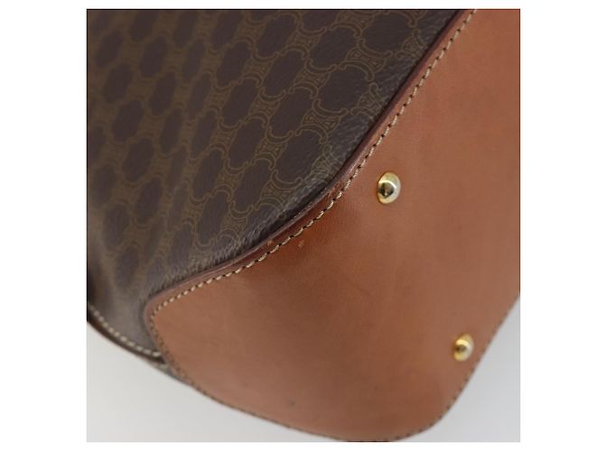 Céline Borsa CELINE Macadam Canvas PVC Pelle Marrone Oro Autentica 191819A D'oro - vista 13