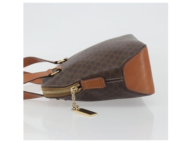 Céline Borsa CELINE Macadam Canvas PVC Pelle Marrone Oro Autentica 191819A D'oro - vista 5