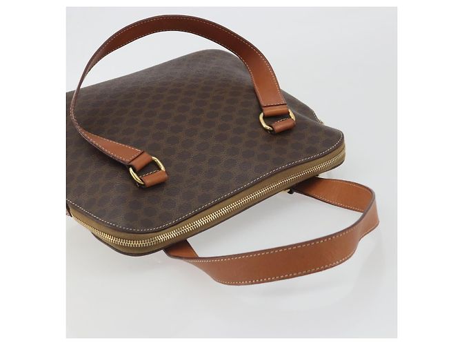 Céline Borsa CELINE Macadam Canvas PVC Pelle Marrone Oro Autentica 191819A D'oro - vista 6