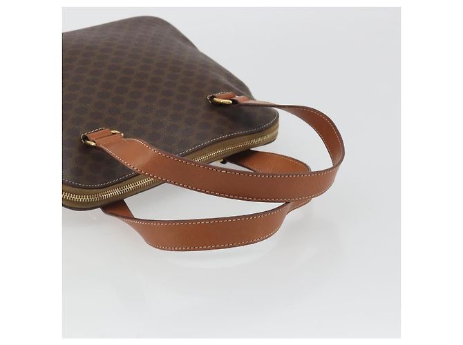 Céline Borsa CELINE Macadam Canvas PVC Pelle Marrone Oro Autentica 191819A D'oro - vista 7