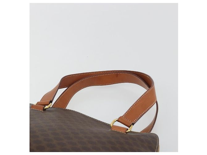 Céline Borsa CELINE Macadam Canvas PVC Pelle Marrone Oro Autentica 191819A D'oro - vista 8