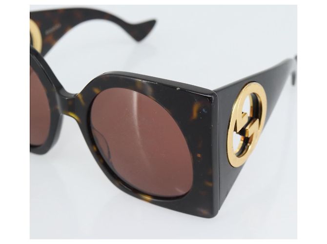 Occhiali da sole GUCCI in plastica nero e oro Auth bs36341 D'oro - vista 9