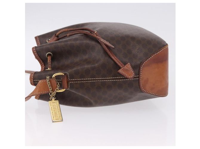 Céline Borsa a Spalla CELINE Macadam Canvas PVC Pelle Marrone Oro Auth BA14485 D'oro - vista 6
