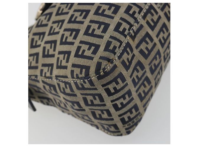 FENDI Zucchino Canvas Mamma Baguette Borsa a Spalla Navy Silver Auth ep15548A Argento Blu navy - vista 11