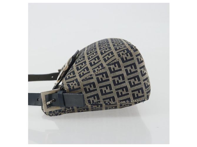 FENDI Zucchino Canvas Mamma Baguette Borsa a Spalla Navy Silver Auth ep15548A Argento Blu navy - vista 5
