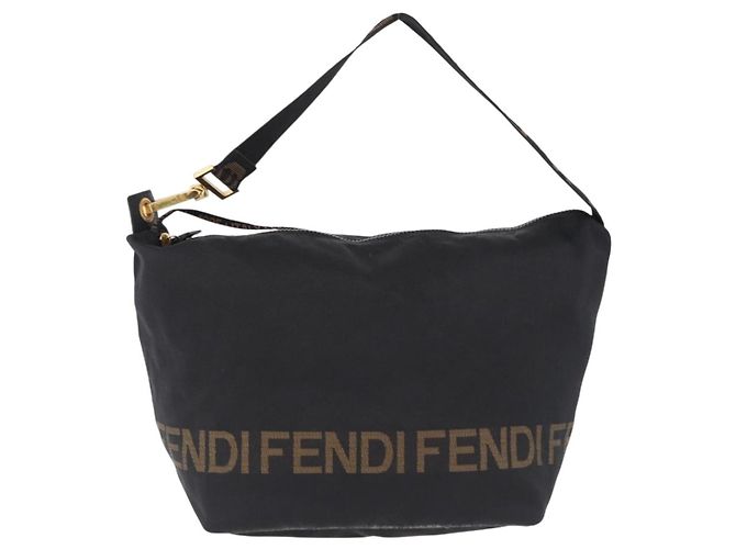 Borsa a Spalla FENDI Tela Nero Oro Auth mr2741 D'oro - vista 2