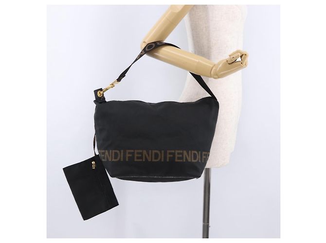 Borsa a Spalla FENDI Tela Nero Oro Auth mr2741 D'oro - vista 23