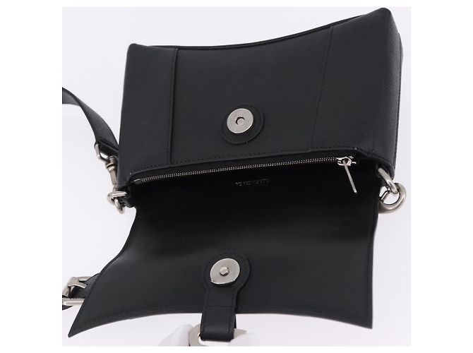 Borsa a tracolla BALENCIAGA Downtown in pelle nera argento 736471 Auth ar14127M Nero - vista 16