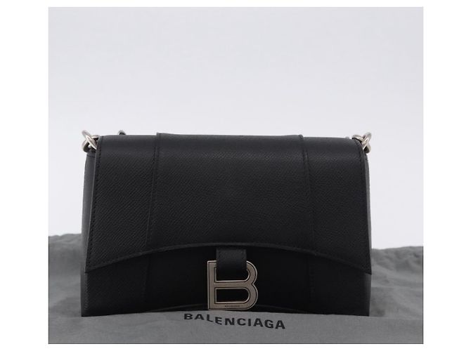 Borsa a tracolla BALENCIAGA Downtown in pelle nera argento 736471 Auth ar14127M Nero - vista 27