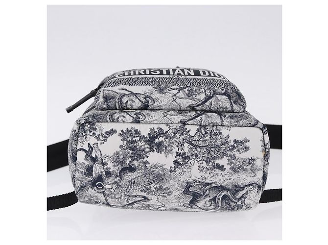Zaino Christian Dior Toile de Jouy Nylon Navy White Auth ka5416M - vista 11
