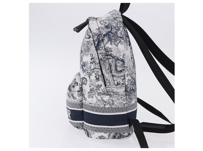 Zaino Christian Dior Toile de Jouy Nylon Navy White Auth ka5416M - vista 4
