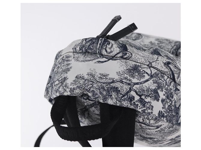 Zaino Christian Dior Toile de Jouy Nylon Navy White Auth ka5416M - vista 6