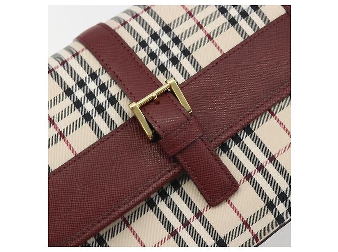 Borsa a mano BURBERRY Nova Check in tela Beige Gold Auth am12032V D'oro - vista 14