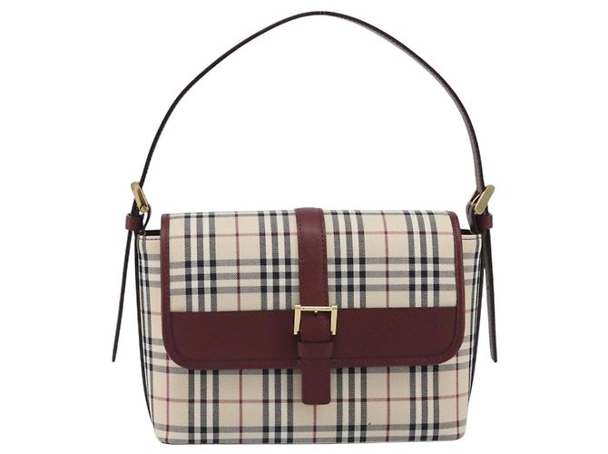 Borsa a mano BURBERRY Nova Check in tela Beige Gold Auth am12032V D'oro - vista 2