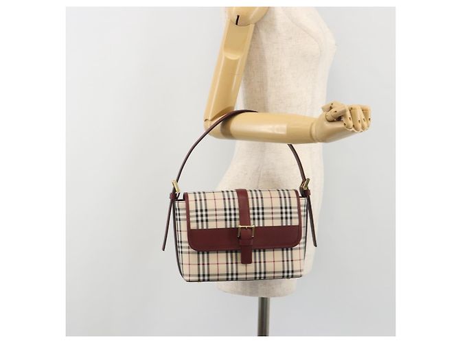 Borsa a mano BURBERRY Nova Check in tela Beige Gold Auth am12032V D'oro - vista 23