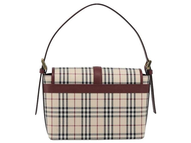 Borsa a mano BURBERRY Nova Check in tela Beige Gold Auth am12032V D'oro - vista 3
