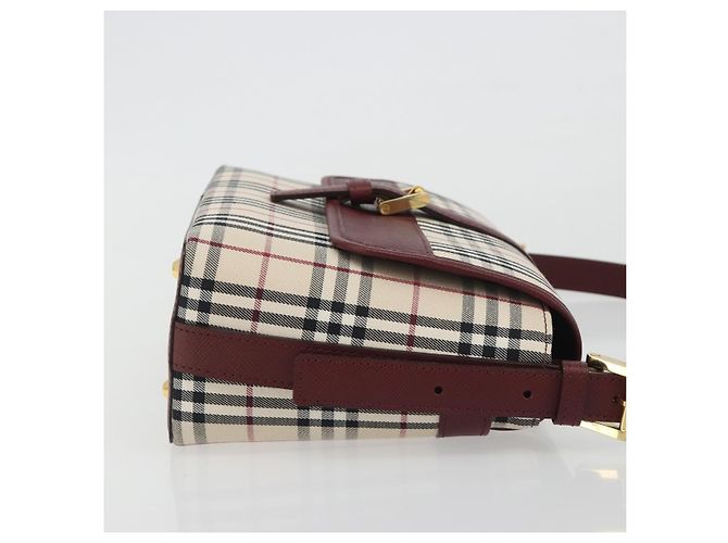 Borsa a mano BURBERRY Nova Check in tela Beige Gold Auth am12032V D'oro - vista 4