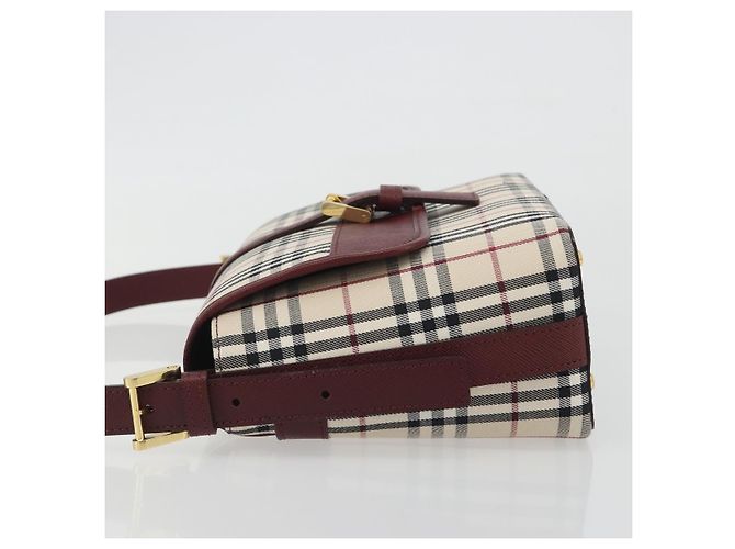 Borsa a mano BURBERRY Nova Check in tela Beige Gold Auth am12032V D'oro - vista 5