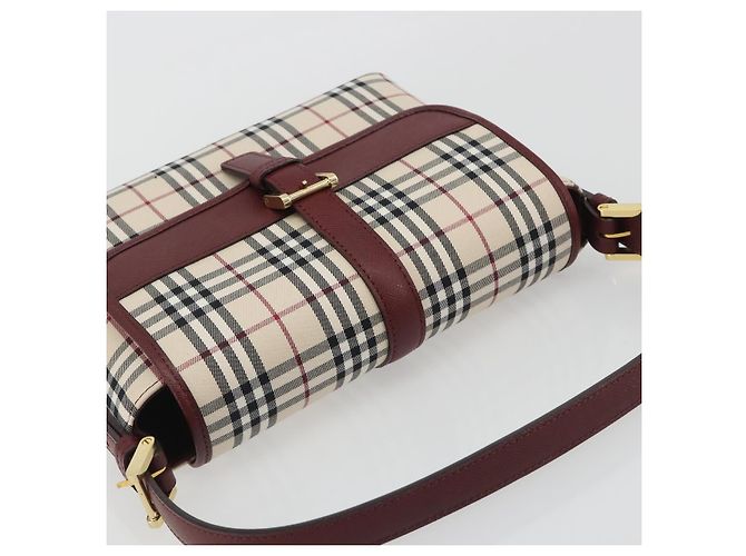 Borsa a mano BURBERRY Nova Check in tela Beige Gold Auth am12032V D'oro - vista 6
