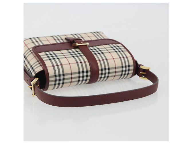 Borsa a mano BURBERRY Nova Check in tela Beige Gold Auth am12032V D'oro - vista 7