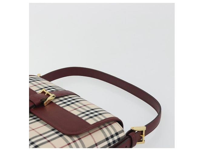 Borsa a mano BURBERRY Nova Check in tela Beige Gold Auth am12032V D'oro - vista 8
