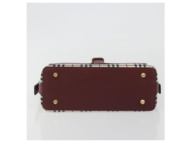 Borsa a mano BURBERRY Nova Check in tela Beige Gold Auth am12032V D'oro - vista 9