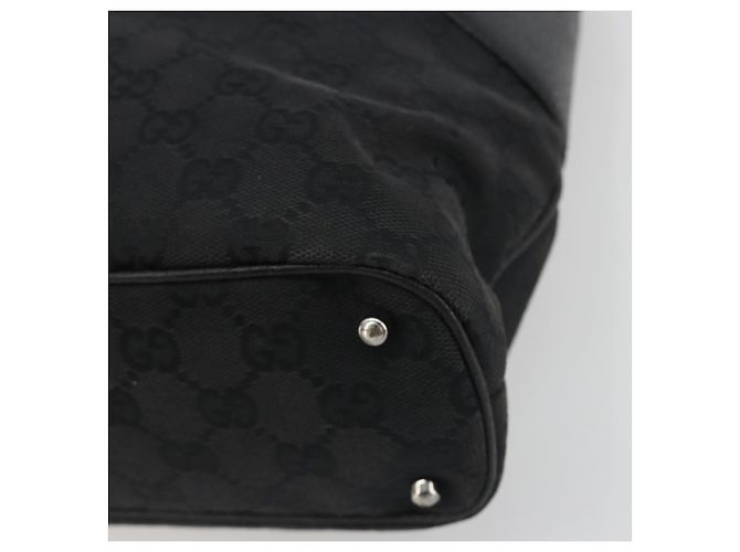 Bolsa Tote GUCCI GG Canvas Preta Prata 113016 Auth am12219A Preto - vista 10