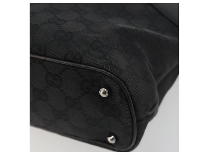 Bolsa Tote GUCCI GG Canvas Preta Prata 113016 Auth am12219A Preto - vista 12