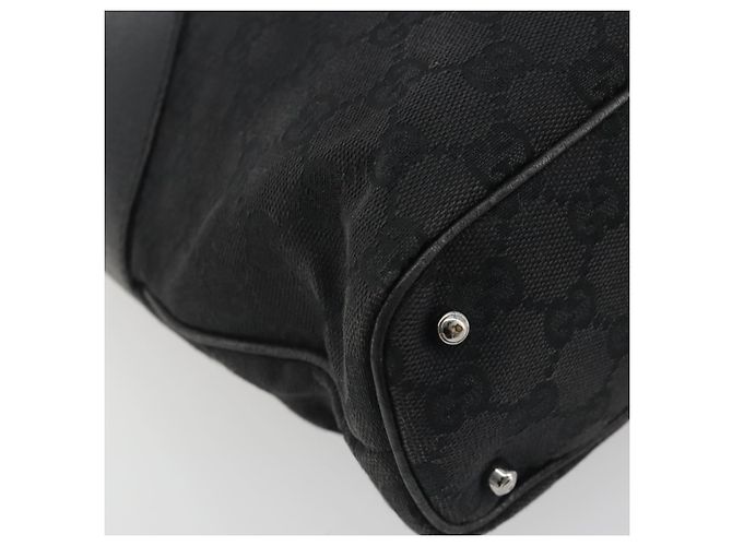 Bolsa Tote GUCCI GG Canvas Preta Prata 113016 Auth am12219A Preto - vista 13