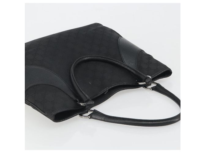Bolsa Tote GUCCI GG Canvas Preta Prata 113016 Auth am12219A Preto - vista 6
